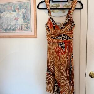 La belle vintage brown and orange patterned dress
